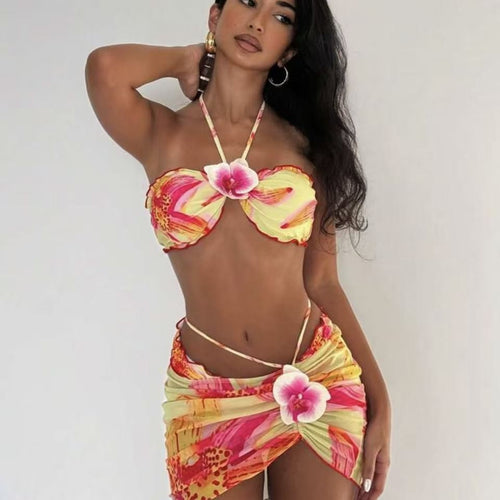 Damen Bikini-Set mit floralem Design und verspieltem Wickelrock Echo Archiv