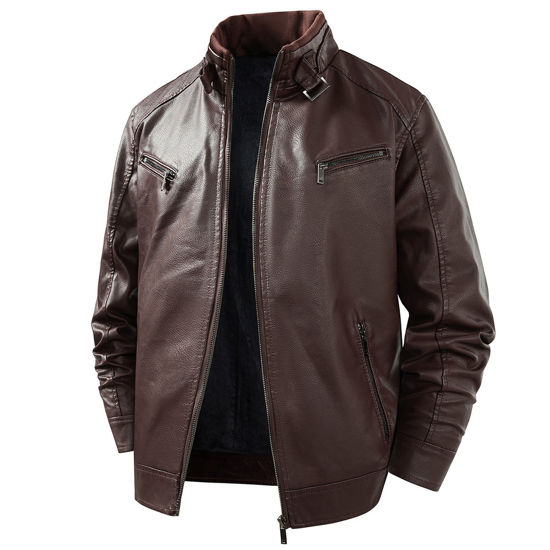 Herren Modische Lederjacke mit Fleece-Futter Echo Archiv