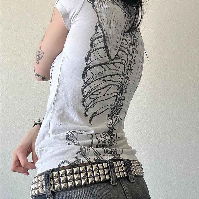 Damen Grafik-T-Shirt mit einzigartigem Skelett-Design Echo Archiv