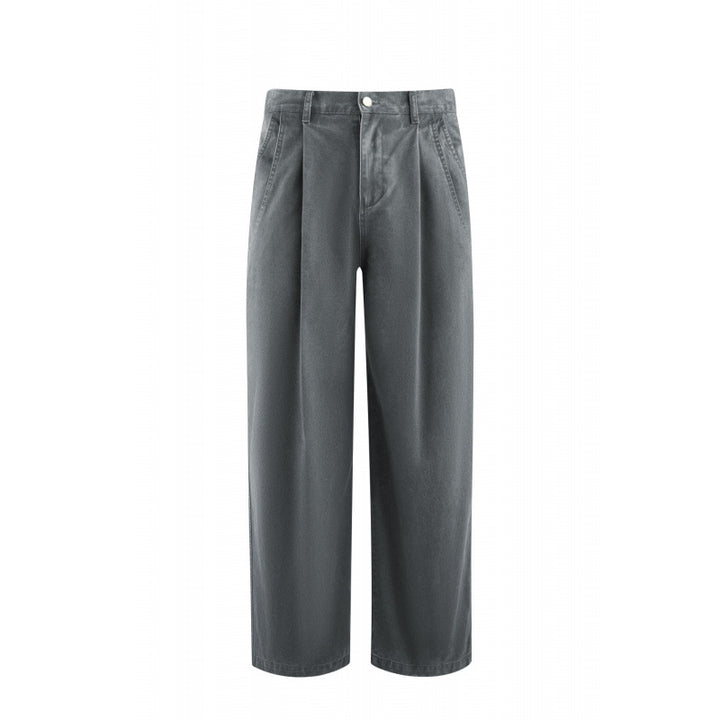 Damen Hochtaillierte Culotte-Hose mit weitem Bein, Bundfalten und soften Denimgriff Echo Archiv