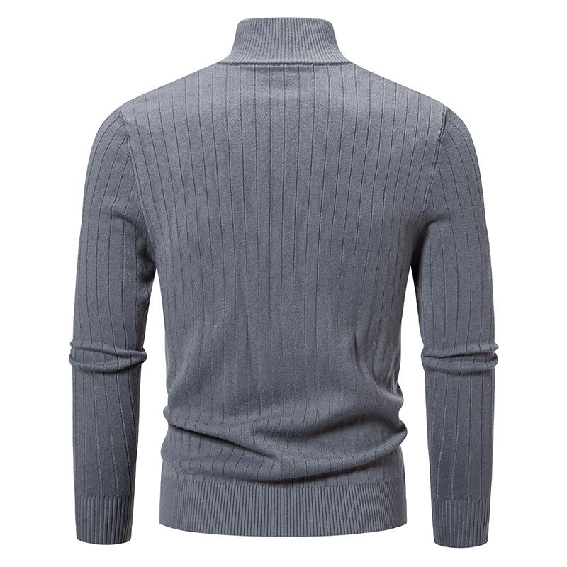 Herren Strickpullover mit modernem Reißverschluss und Rippenstruktur Echoarchiv