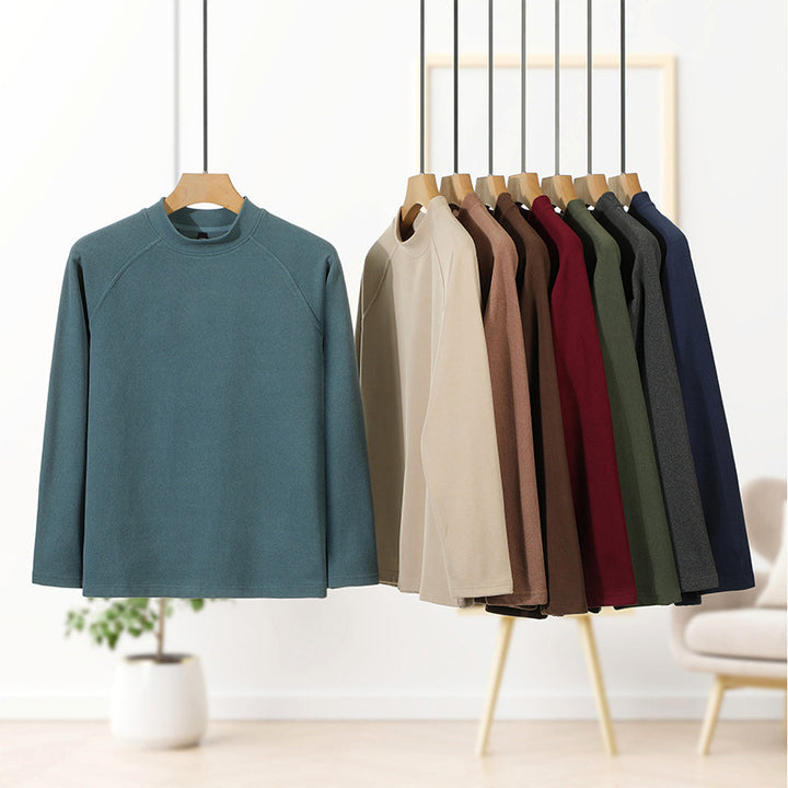 Herren Premium-Mockneck-Pullover aus feinem Woll-Mix mit Raglanärmeln Echo Archiv