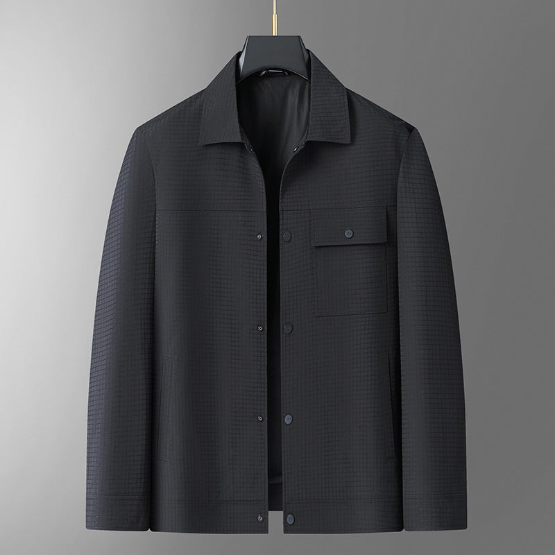 Herren Leichte Hemdjacke aus strukturierter Ripstop-Optik mit Druckknopfleiste Echo Archiv
