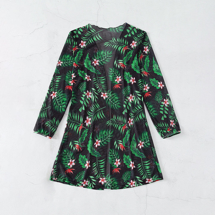 Damen Strandkleid mit floralem Muster und leichtem Überwurf Echo Archiv