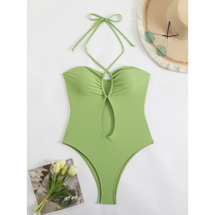 Damen Einteiliger Badeanzug mit modischem Cut-Out-Design und trägerlosem Oberteil Echo Archiv