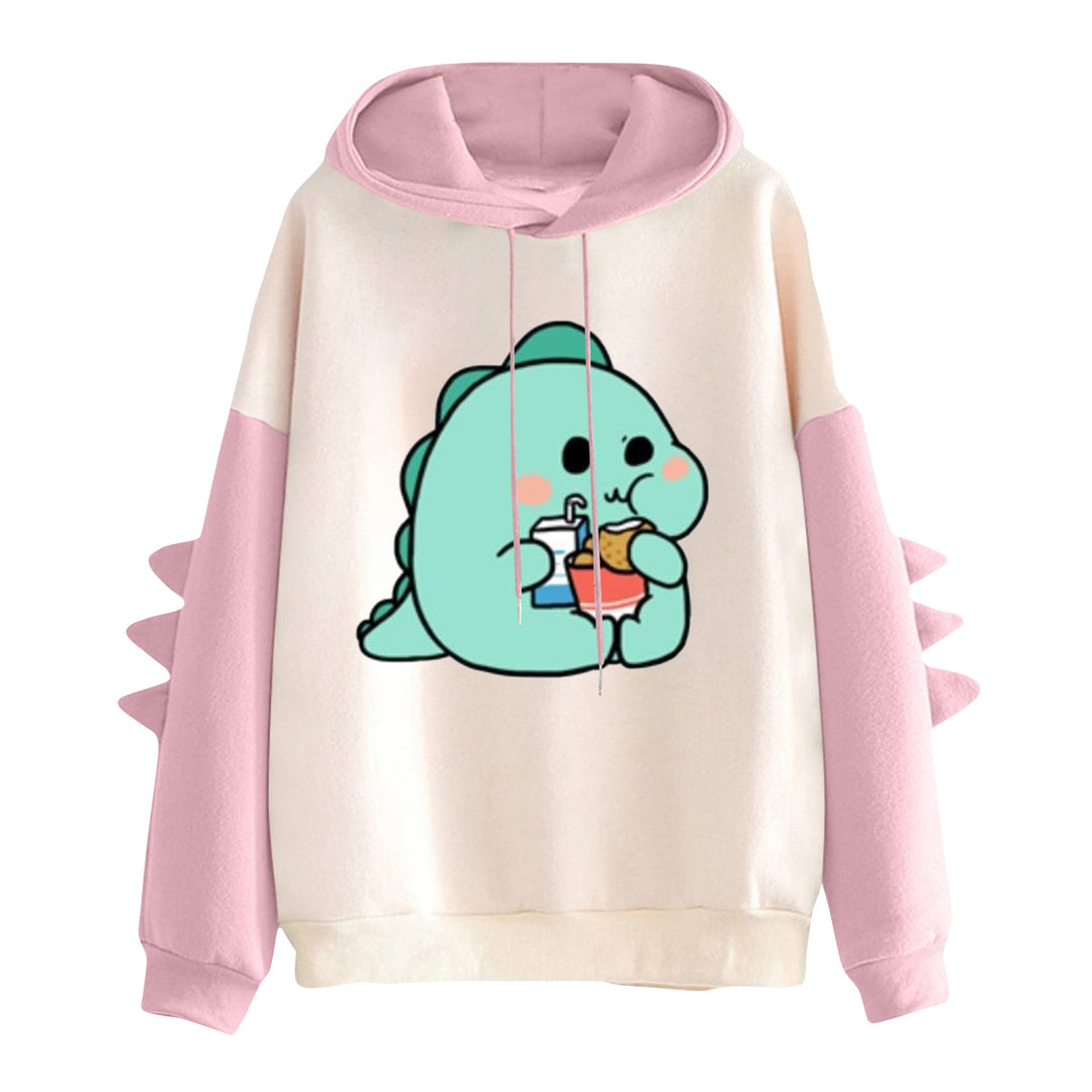 Damen Kapuzenpullover mit niedlichem Frosch-Motiv, Kängurutasche und volumigen Ärmelapplikationen – Auréline
