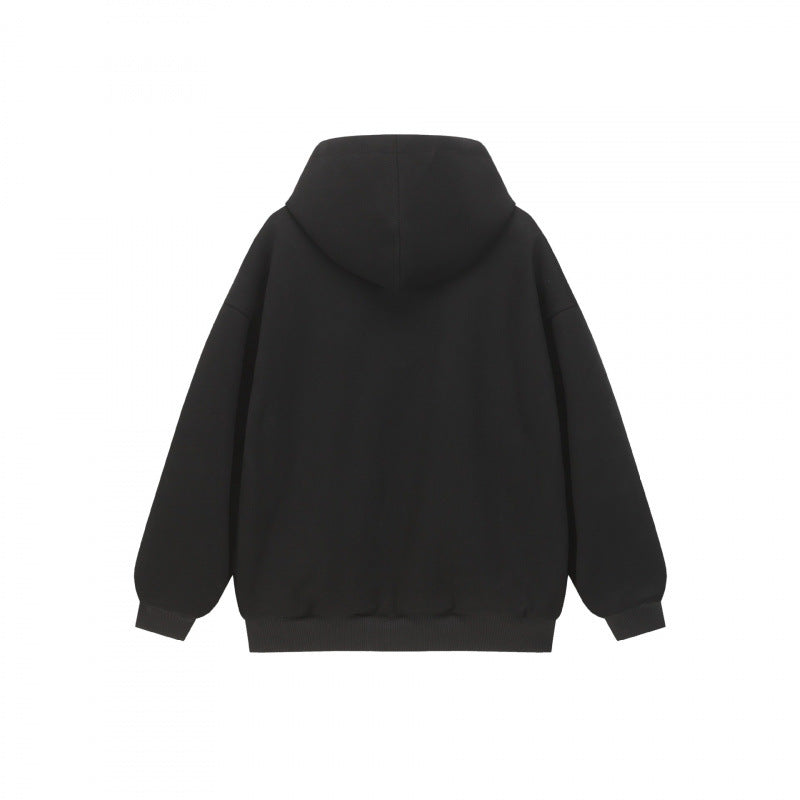 Unisex Oversize Kapuzen-Sweatjacke mit Karofutter, durchgehendem Reißverschluss und geripptem Saum Echo Archiv