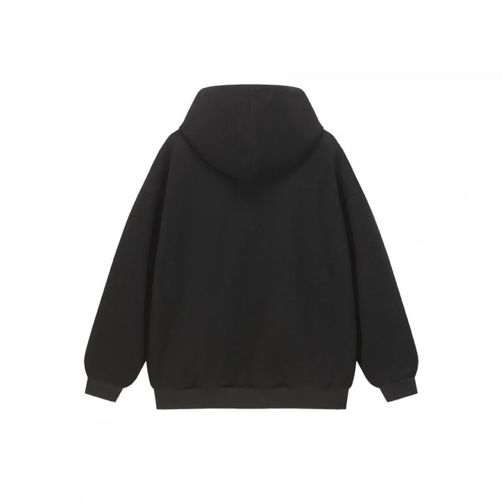 Unisex Oversize Kapuzen-Sweatjacke mit Karofutter, durchgehendem Reißverschluss und geripptem Saum Echo Archiv
