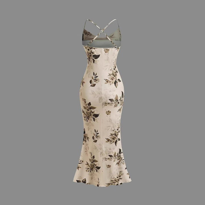 Damen Elegantes Maxikleid mit floralem Dekor und Raffungen Echo Archiv