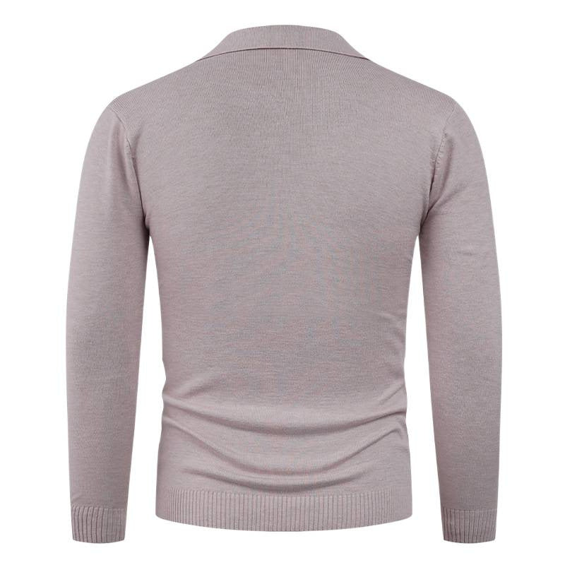 Herren Strickpullover mit halb offenem Kragen und feiner Rippenstruktur Echoarchiv