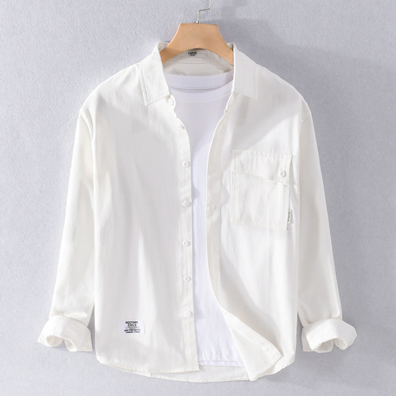 Herren Lockeres Hemdjacken-Overshirt aus Soft‑Twill mit integriertem Layer‑T‑Shirt und aufgesetzter Brusttasche Echoarchiv