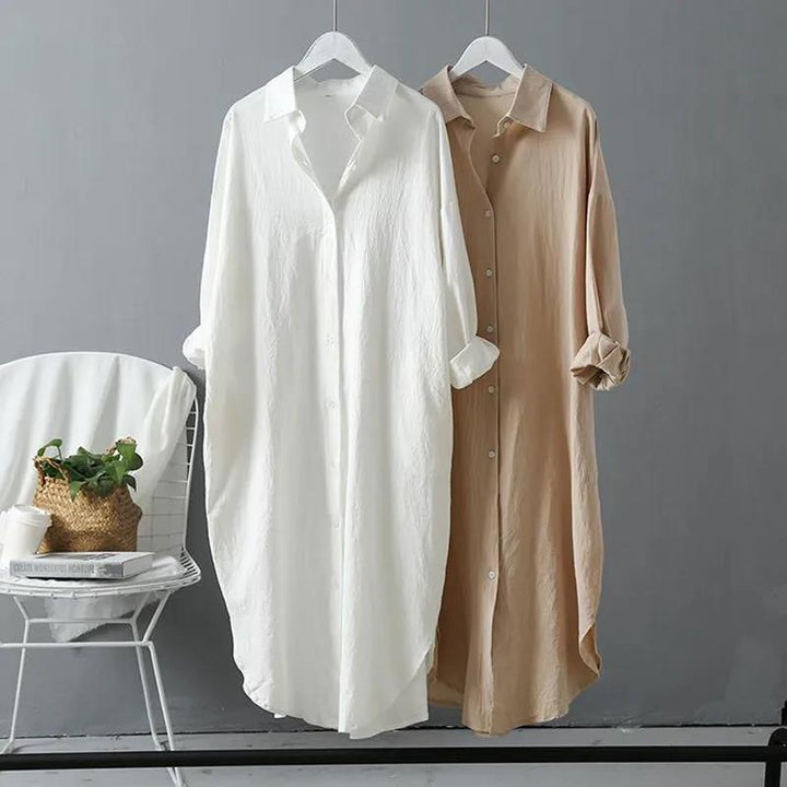 Damen oversized Blusenhemd in lässigem Schnitt mit Knopfleiste Echoarchiv