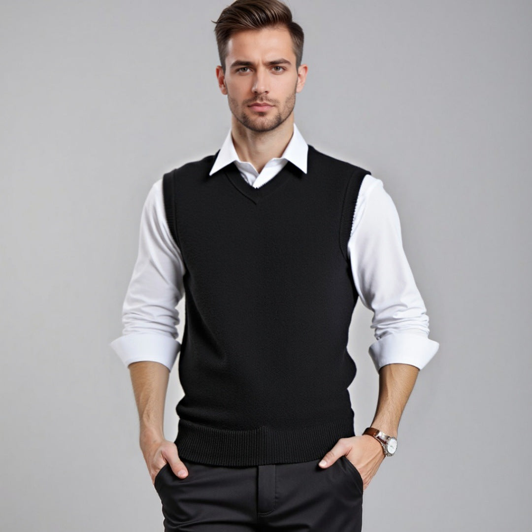 Herren eleganter V-Ausschnitt Pulloverweste Echoarchiv
