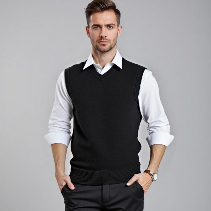 Herren eleganter V-Ausschnitt Pulloverweste Echoarchiv