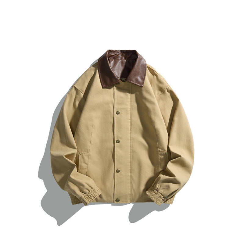 Herren Kurz geschnittene Blousonjacke mit Kunstlederkragen, Druckknopfleiste und elastischen Bündchen Echo Archiv