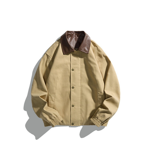 Herren Kurz geschnittene Blousonjacke mit Kunstlederkragen, Druckknopfleiste und elastischen Bündchen Echo Archiv