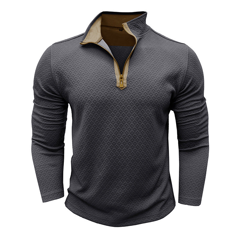 Herren Hochwertiger Langarm-Pullover mit Stehkragen Echoarchiv