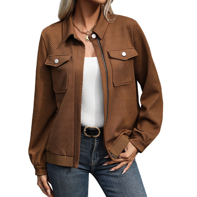Damen Modische Overshirt-Jacke mit strukturiertem Muster Echo Archiv