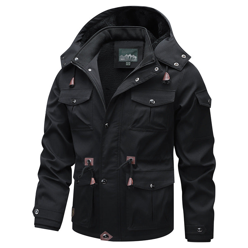 Herren Militärinspirierter Canvas-Parka mit Teddyfleece-Innenfutter und verstellbarem Taillenzug Echo Archiv