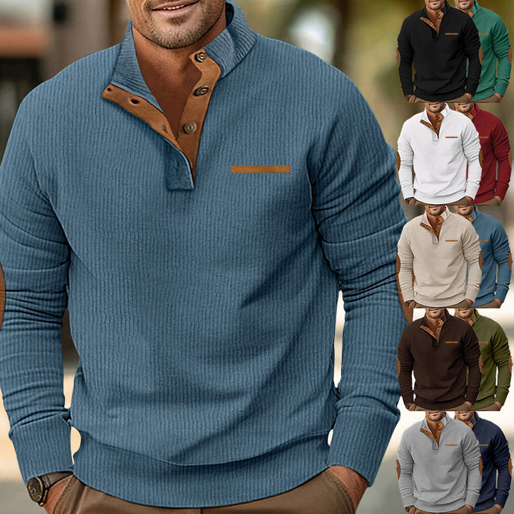 Herren Pullover mit Reißverschluss und Lederdetails Echoarchiv