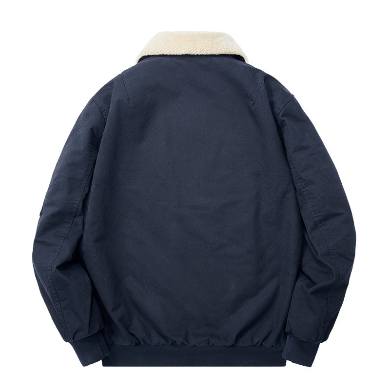Herren Sherpagefütterte Pilotenjacke im Bomberstil mit Teddykragen und Utility‑Details Echo Archiv