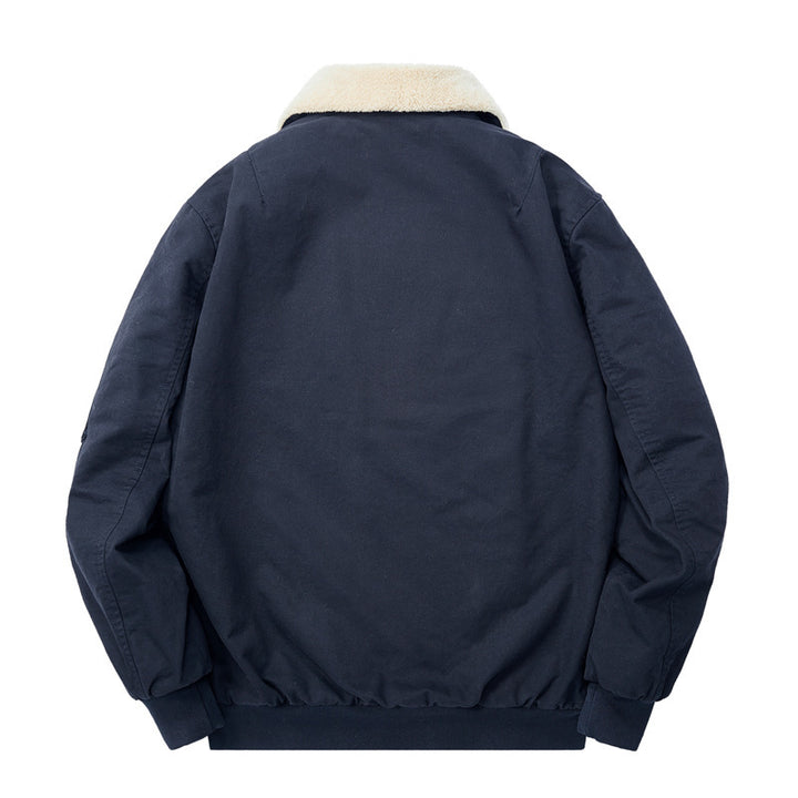 Herren Sherpagefütterte Pilotenjacke im Bomberstil mit Teddykragen und Utility‑Details Echo Archiv