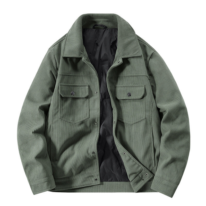 Herren Cordjacke mit gesteppter Thermofütterung und aufgesetzten Brusttaschen – Taviero