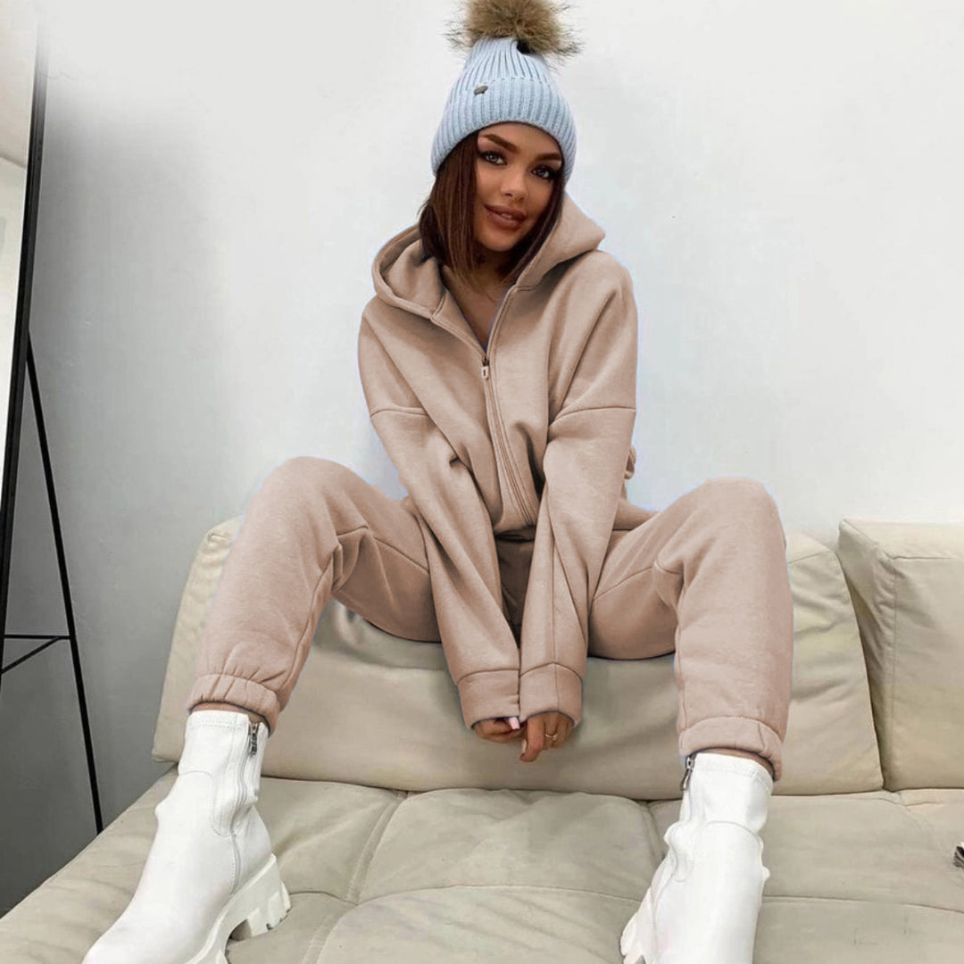 Damen nan weiches Reißverschluss-Hoodie und taillierte Komfort-Jogginghose Set mit innenliegendem Fleece Echo Archiv