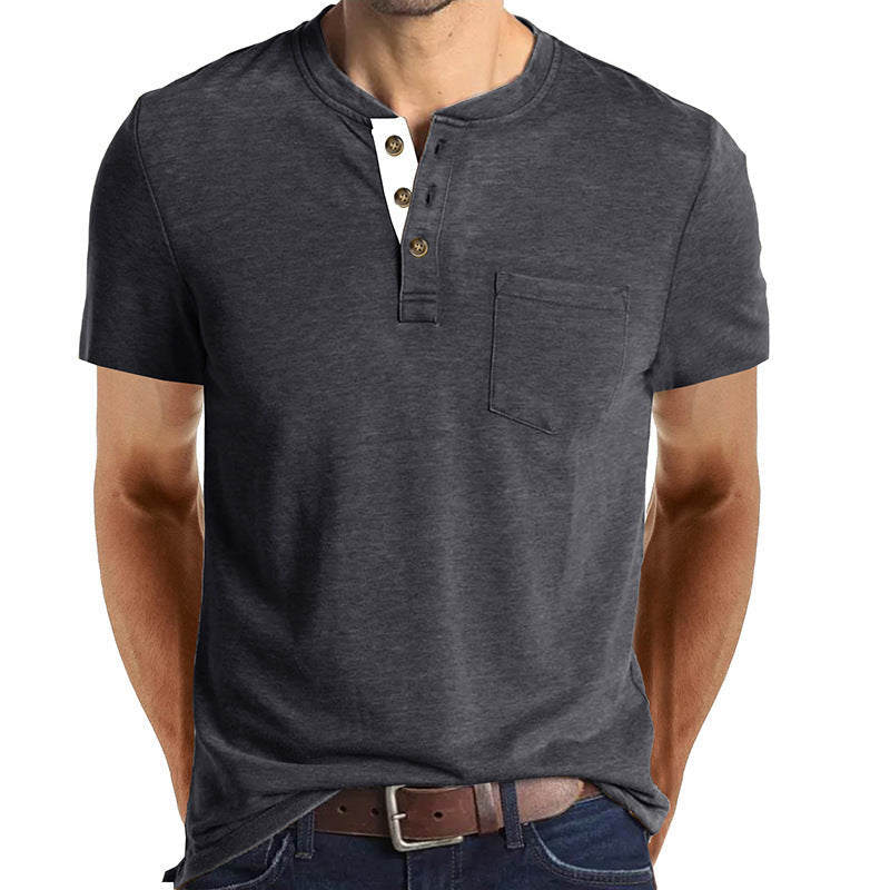 Herren T-Shirt mit strukturiertem Kragen und Brusttasche Echoarchiv