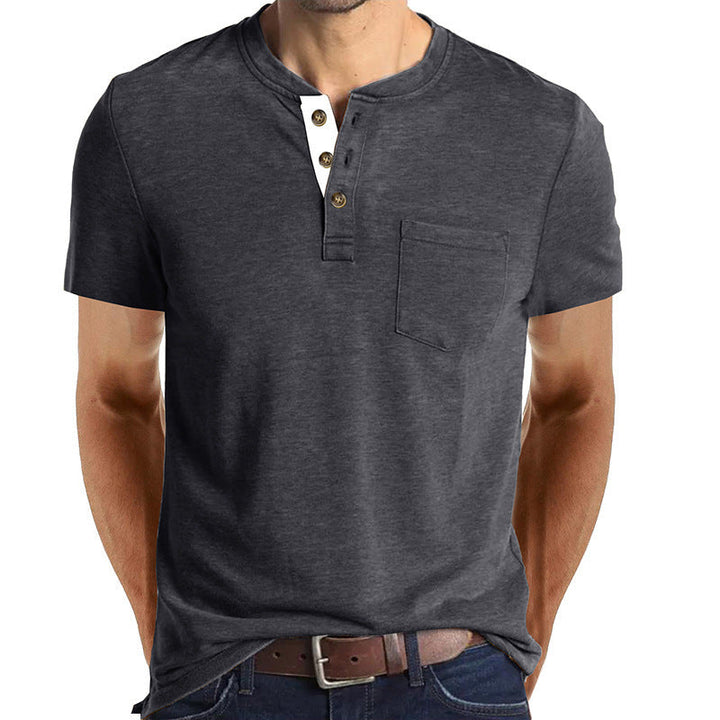 Herren T-Shirt mit strukturiertem Kragen und Brusttasche Echoarchiv