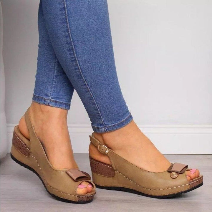 Damen Keil‑Slingback‑Sandalen mit gepolstertem Komfortfußbett und Zierschleife – Sorelia