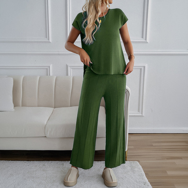 Damen Lässiges Zweiteiliges Lounge-Set mit weitem Oberteil und Palazzo-Hose Echo Archiv