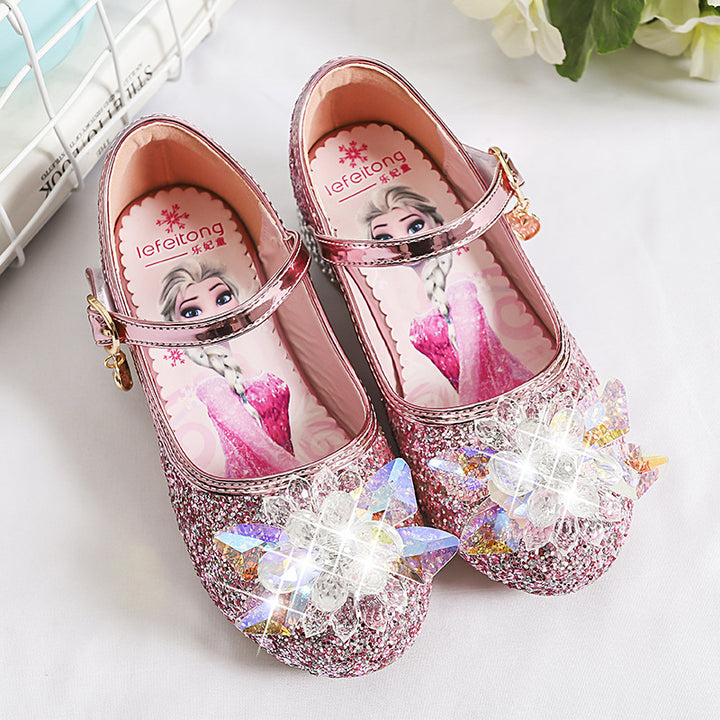 Mädchen Glitzernde Mary Jane Schuhe mit funkelnden Blumenapplikationen Echo Archiv