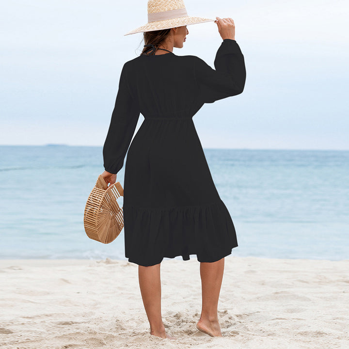 Damen Sommerliches Strandkleid mit lässigem Schnitt und elastischem Taillenband Echo Archiv