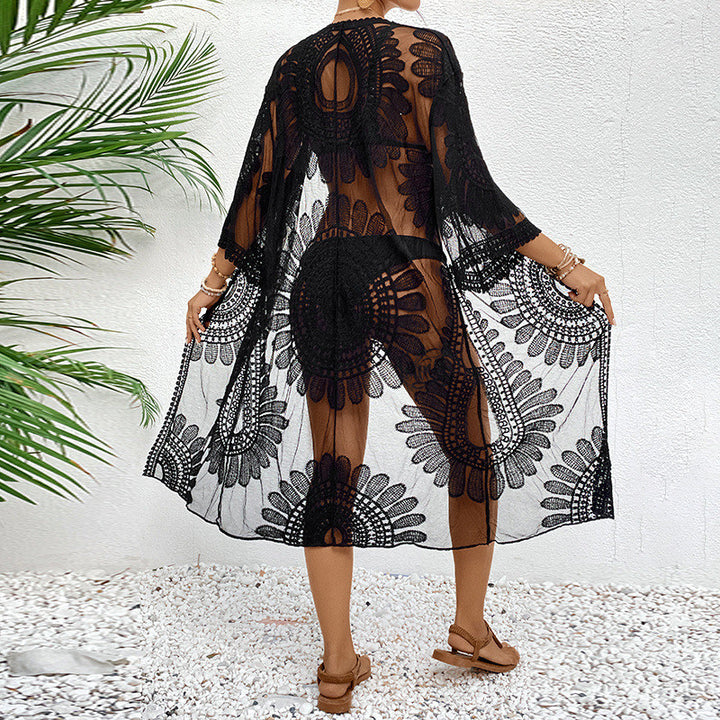 Damen elegante gehäkelte Strandüberwurfjacke Echo Archiv