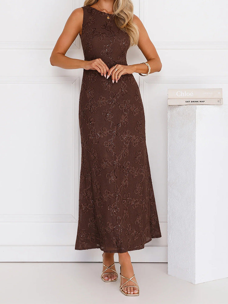 Damen Elegantes Maxikleid mit floralen Spitzenapplikationen Echo Archiv