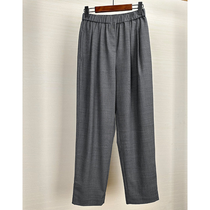 Damen Weite High-Waist Stoffhose mit Gummibund und geradem Bein Echoarchiv