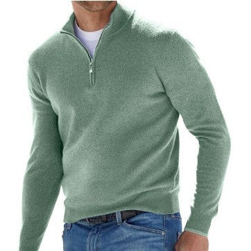Herren Feiner Strickpullover mit kurzem Reißverschluss und Troyerkragen Echo Archiv