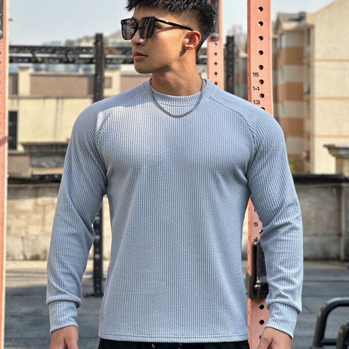 Herren Langarm Workout-Shirt mit strukturiertem Design und atmungsaktivem Stoff Echoarchiv