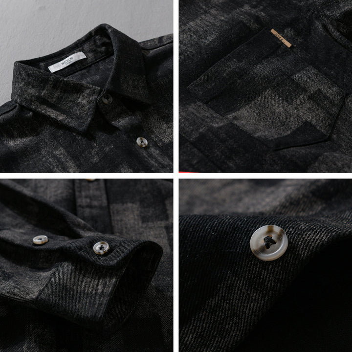 Herren Strukturiertes Hemdjacke-Overshirt aus Baumwollmischung mit geometrischem Print Echoarchiv