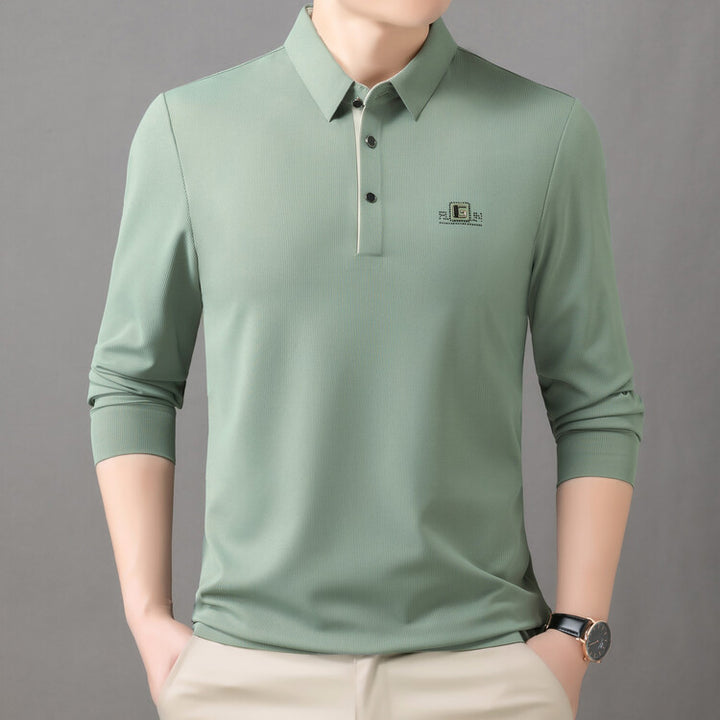Herren hochwertiges Langarm Poloshirt mit feuchtigkeitsregulierendem Material und elegantem Kragen Echoarchiv