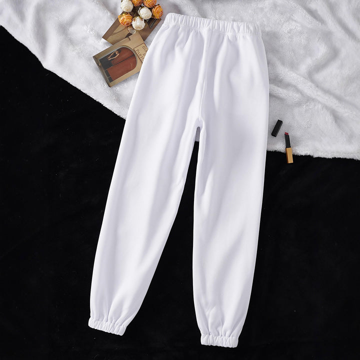 Damen hochgeschnittene Jogginghose aus weicher Fleece Baumwollmischung mit elastischem Bund Kordelzug und Eingrifftaschen – Avérine