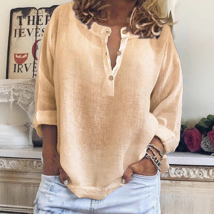 Damen Leinenbluse mit Knopfleiste und intuitivem Schnitt Echoarchiv