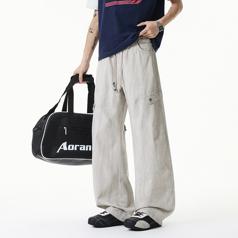 Damen Weite Leinenoptik-Cargohose mit Tunnelzugbund und großen Klapptaschen Echo Archiv