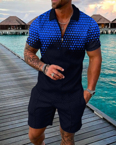 Herren Casual Strukturierter Polo Jumpsuit Echoarchiv
