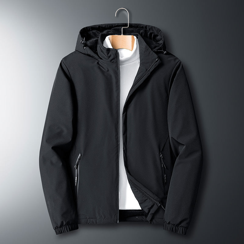 Herren Leichte Softshelljacke mit Microfleece-Futter, Kapuze und verdeckten Reißverschlusstaschen – Taviero