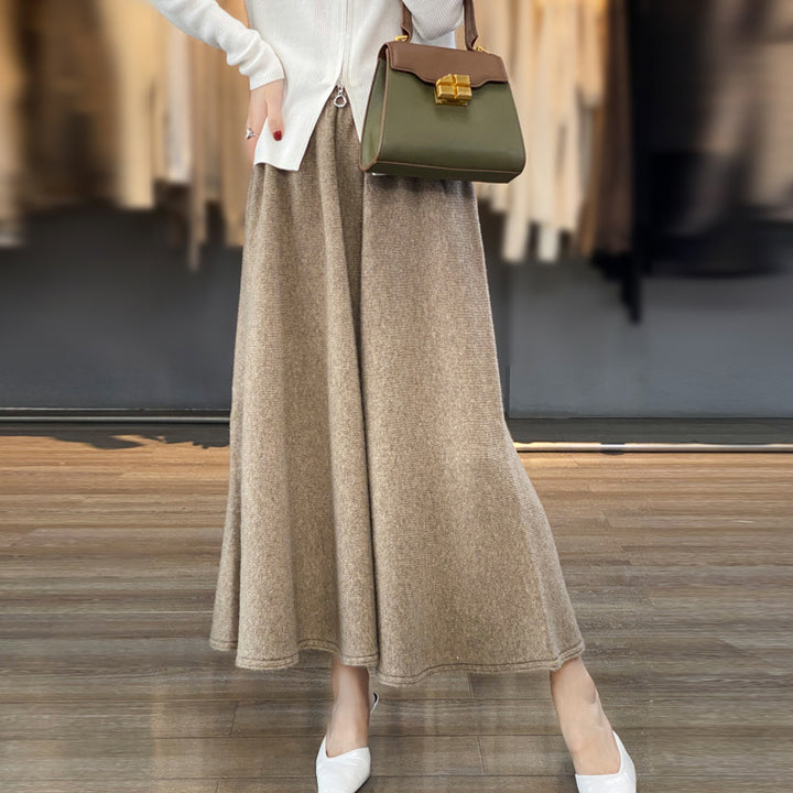Damen Midirock aus gestricktem Wollmix mit ausgestellter A‑Linie Echoarchiv