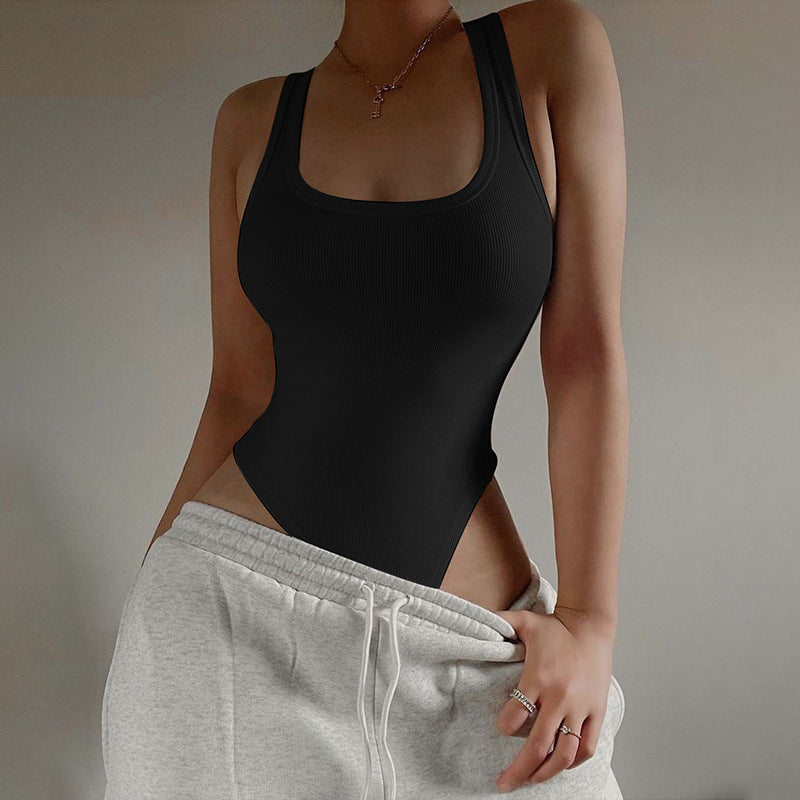 Damen hochgeschnittenes Body aus Rippenjersey mit breiten Trägern Echo Archiv