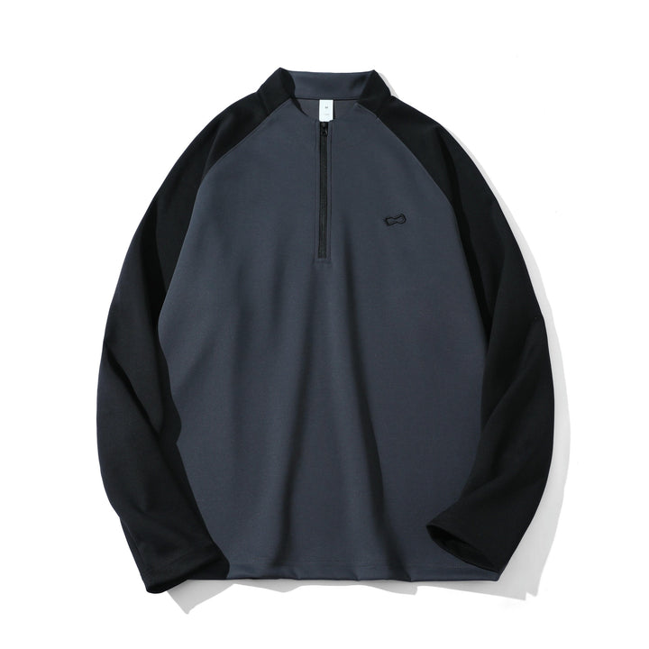 Unisex Funktions-Halbzip-Sweatshirt mit Troyerkragen, Raglanärmeln und minimalistischer Stickerei Echoarchiv