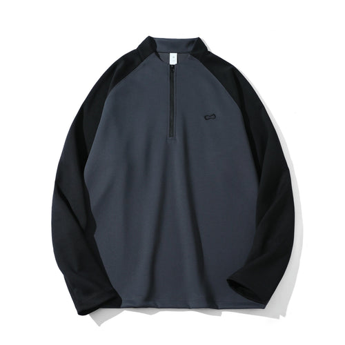 Unisex Funktions-Halbzip-Sweatshirt mit Troyerkragen, Raglanärmeln und minimalistischer Stickerei Echoarchiv